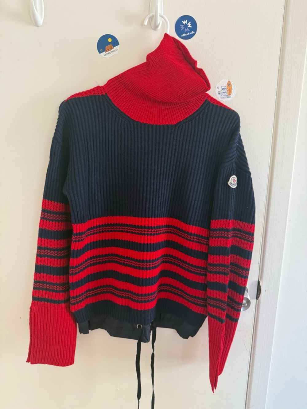 New Moncler roll neck stripped red and black sweater Size M - Picture 2 of 5